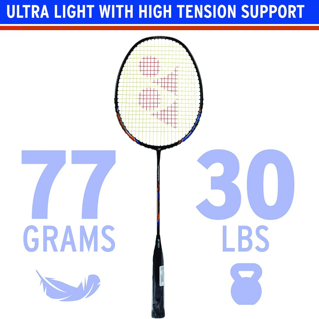 Yonex Nanoray Light 18i Graphite Badminton Racquet With Free Full Cover (77 Grams, 30 Lbs Tension, Black)