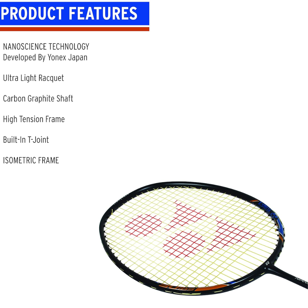 Yonex Nanoray Light 18i Graphite Badminton Racquet With Free Full Cover (77 Grams, 30 Lbs Tension, Black)