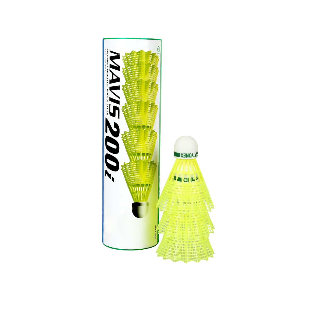 Yonex Mavis 200i Nylon Shuttle Cock, Pack of 6 (Yellow)