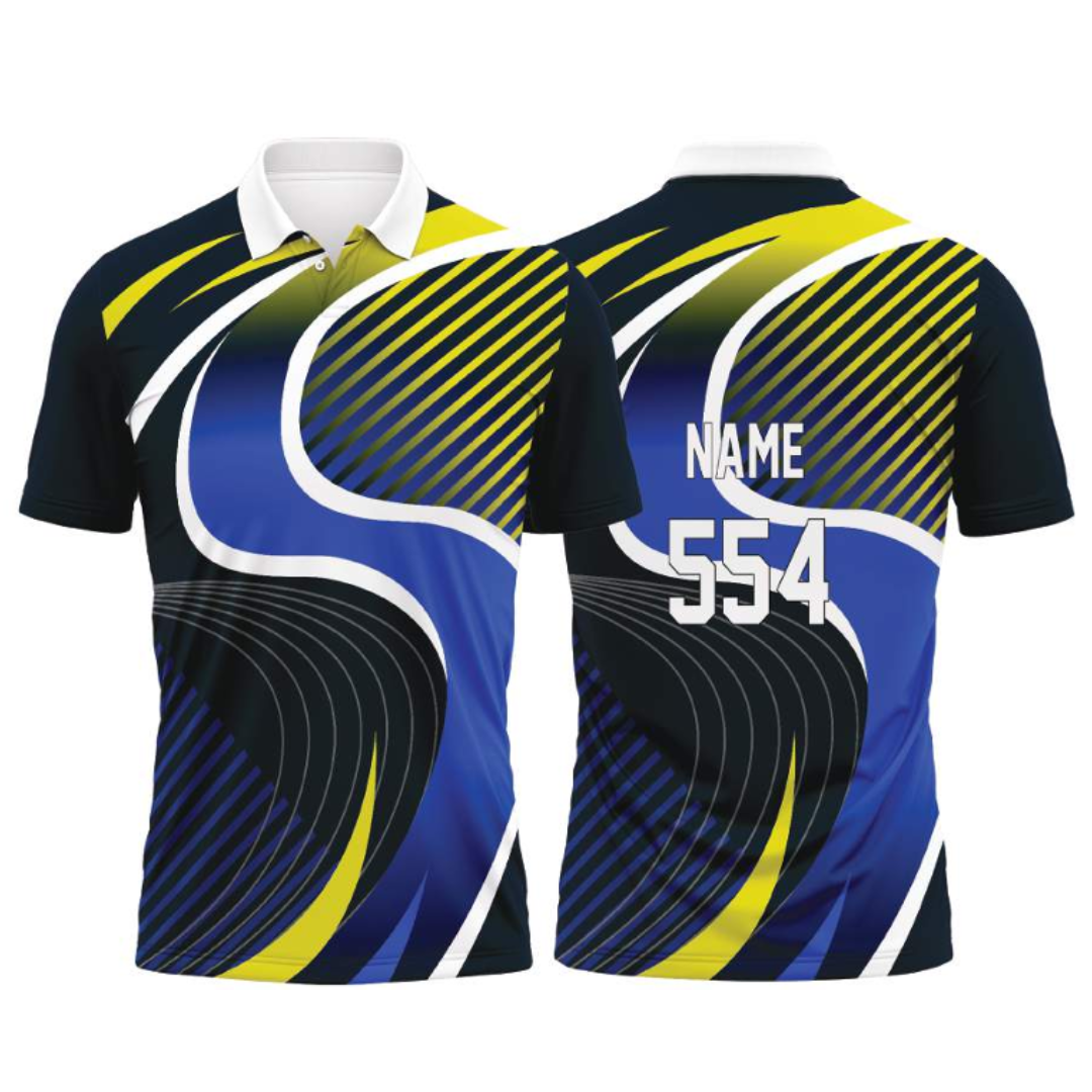 Customised Cricket Jersey Blue Yellow GW-CU217