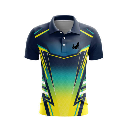 Customised Cricket Jersey Yellow Navy Blue