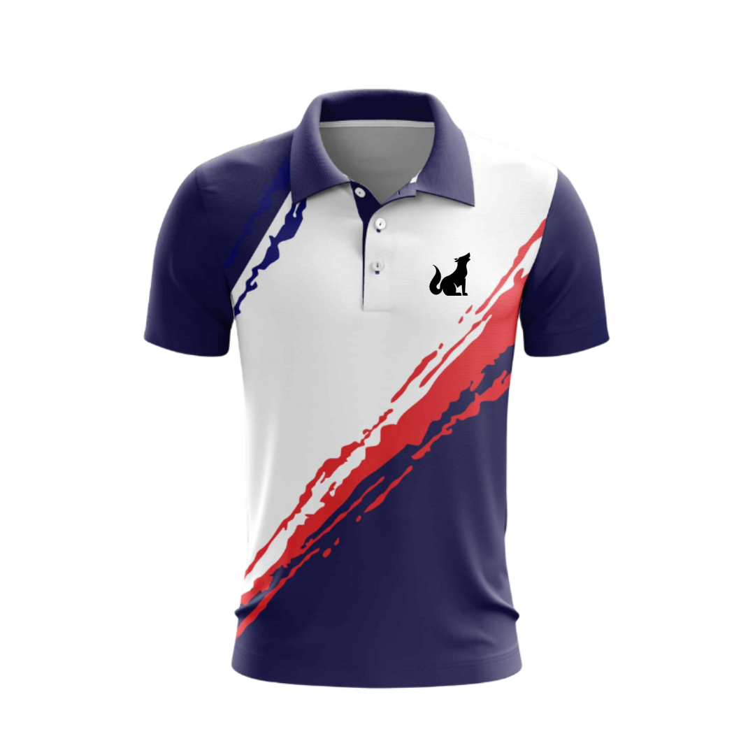 Customised Cricket Jersey Red Blue White