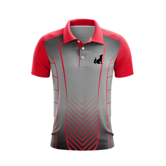 Custom Cricket Jersey Grey Black Red