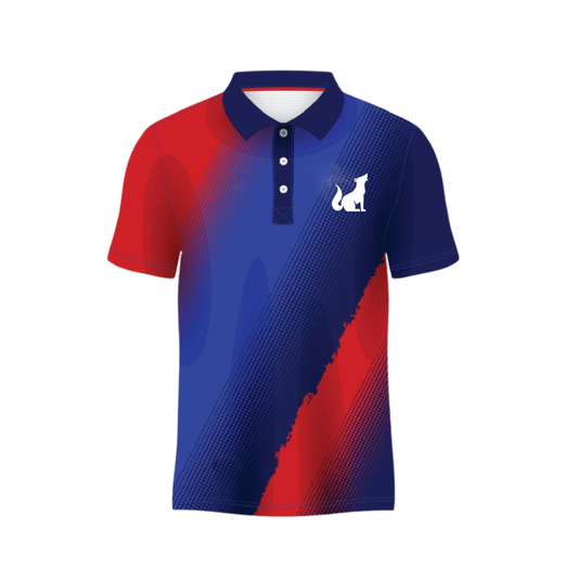 Custom Sports Cricket Jersey Red Navy Blue