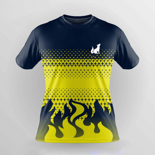 Football Jersey Navy Blue Lemon Yellow