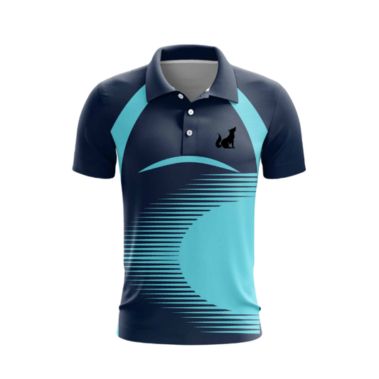 Custom Sea Blue and Navy Blue Cricket Jersey