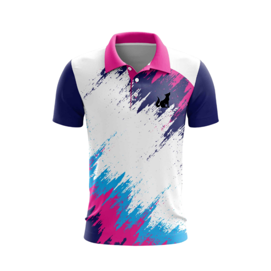 Pink Collar Customized Cricket Team Jersey