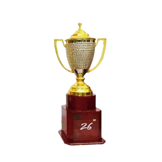 Brown and Golden Trophy for Tournaments and Functions Metal Trophy M-Skipper Cup (19", 23", 26") - GW Sports App