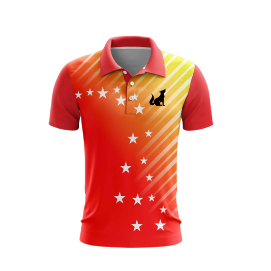 Customizable Cricket Jersey Red Yellow